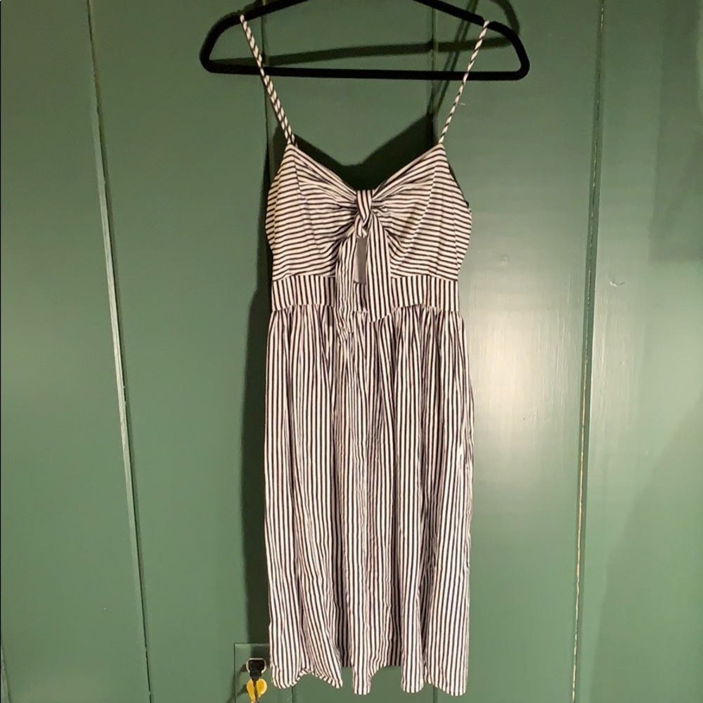 Zara Black and White Striped Dress